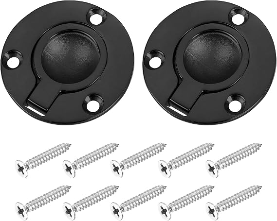 sourcing map 2Pcs Flush Ring Pull,1.97"x1.97" Recessed Door Pull,Black