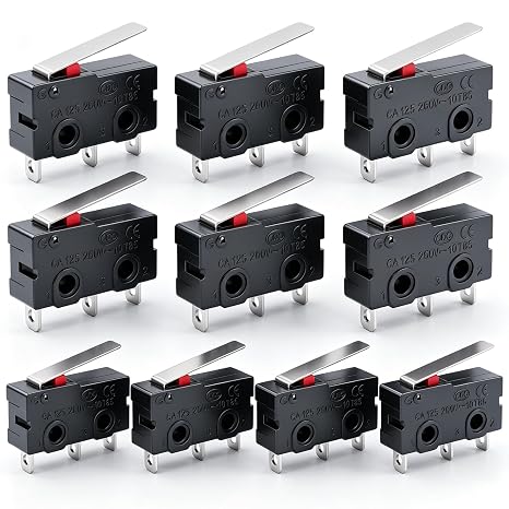 Twidec/10Pcs Mini Micro Limit Switch 5A 125 250V AC SPDT 1NO 1NC Short Lever Arm Switch Snap Action Button Type 3 Pins KW11-3Z02