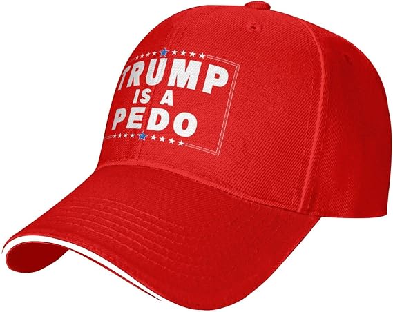 HILLBACK Pedo Tr-u m-p Hats Tr-u m-p is A Pedophile Baseball Cap Retro Baseball Cap Dad Hats Adjustable Trucker Caps Black