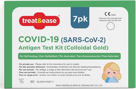 SOL 7pk COVID-19 Antigen Test Kit - Nasal Self Testing | Pack of 7 test kits, swab, test cassette, buffer and instructions included, compact for home or travel