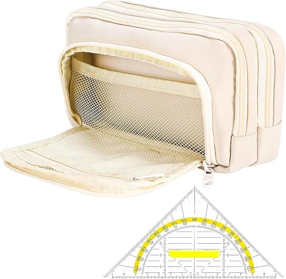 Large Capacity Pencil Case,Cute Capacity Pencil Case (Cream)