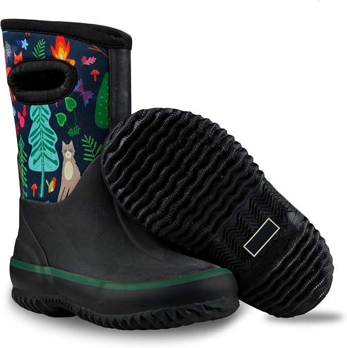 LONECONE Insulating Kids Muck Boots with Pull-On Design for Boys and Girls