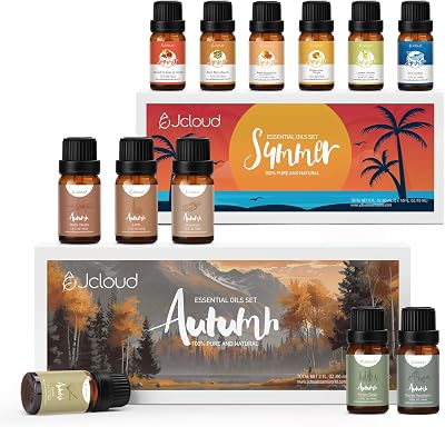JCLOUD Fall Essential Oils Set & Summer Fragrance Oils Set for Diffusers for Home