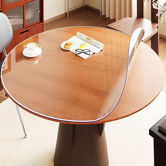 2mm Transparent Round PVC Tablecloth - Waterproof Soft Glass Table Pad, Heat Resistant & Oil-Proof Plastic Cover(Diameter 60cm)