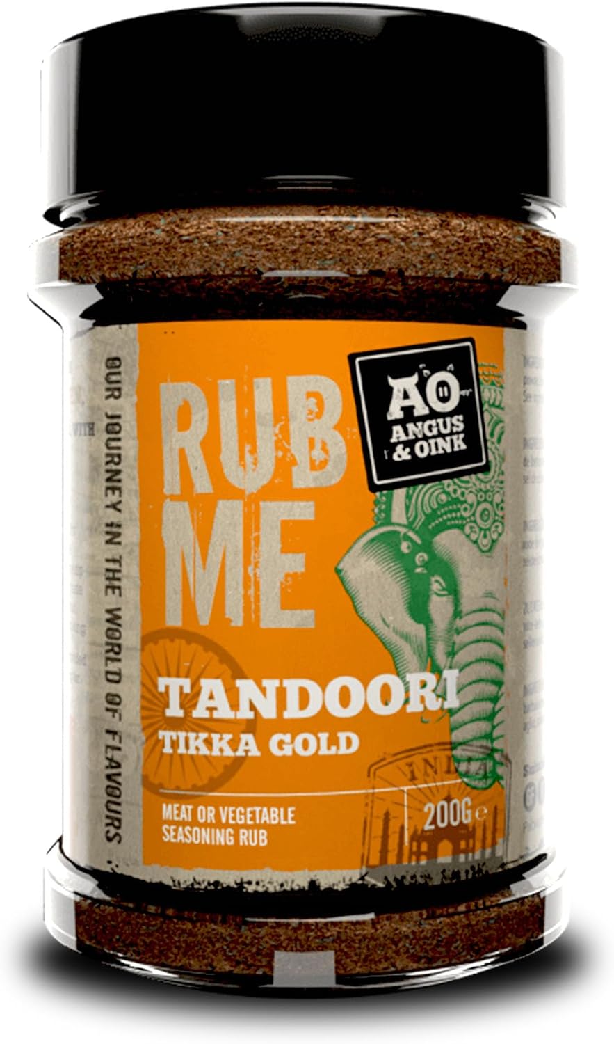 Angus & Oink | Tikka Gold Tandoori Seasoning | Vibrant Indian Flavours with Cumin, Coriander & Garlic | Perfect for Lamb, Chicken, Paneer & Veggie Tikka Masala | Ideal for Oven, Grill, Smoker | 200g
