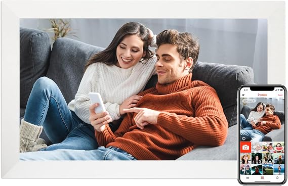 Frameo 15.6 Inch Digital Picture Frame WiFi, White Digital Photo Frame 1920x1080 IPS HD Touchscreen, 32GB Storage Share Photos/Videos, Tabletop&Wall-Mounted, Wedding, Birthday, Gifts for Loved Ones