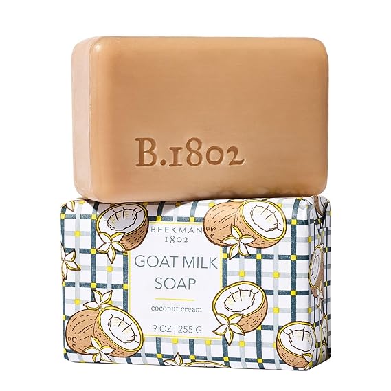 Beekman 1802 Goat Milk Soap, Coconut Cream, 9 oz | Moisturizing Hand & Body Soap Bar with Shea Butter & Botanical Oils, Triple-Milled, Non-Drying, Made for Sensitive Skin