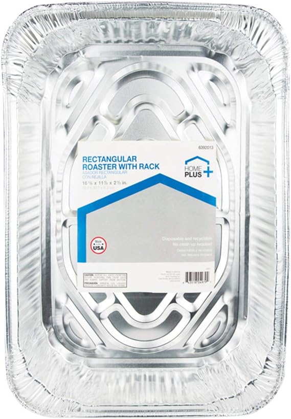 Home Plus Durable Foil 11-7/8" W x 16-5/8" L Roasting Rack and Pan Silver 1 Pk - Case of: 12