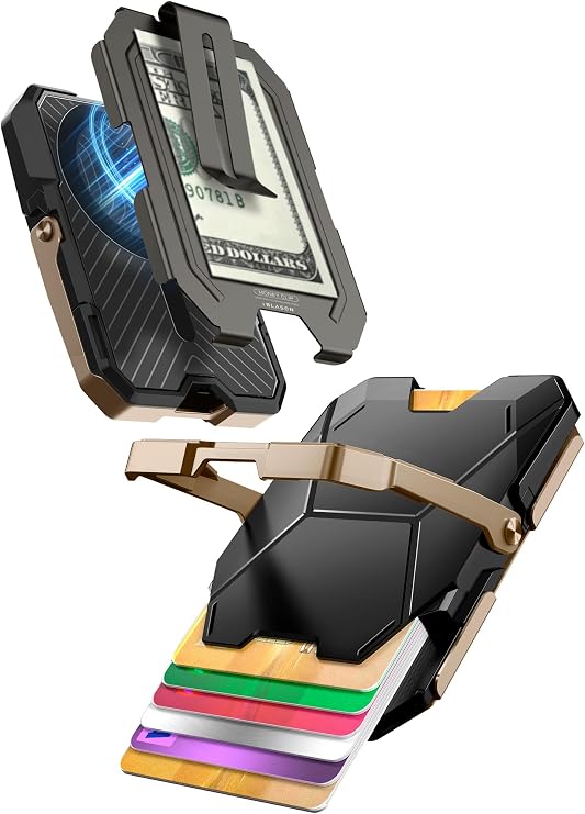 i-Blason for MagSafe Wallet with Stand & Money Clip, 6-Card Holder, Gold