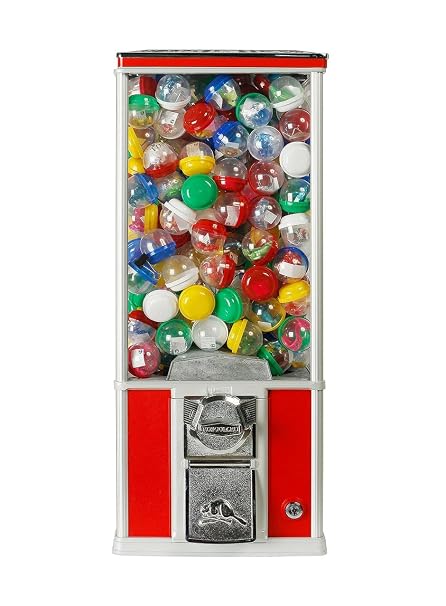 Vending Machine - Beaver Capsule Vending Machine - 26 Tall Prize Machine for 2 Inch Capsules with Beaver Coin Mechanism - Red
