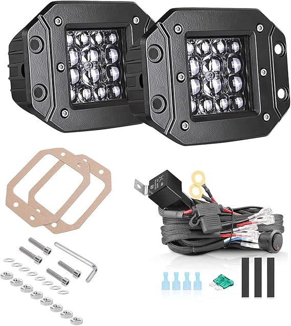 Flush Mount LED Pods + Wiring Harness Kit