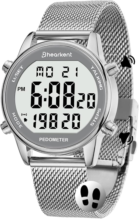 Hearkent Digital Talking Watch with Pedometer Step Counter Watch for Blind