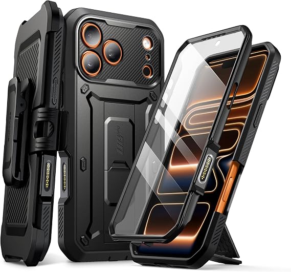 SUPCASE UBeetle Pro Case for iPhone 17 Pro Max 6.9 Inch with Camera Control Button Outdoor Mobile Phone Case 360 Degree Case Bumper Protective Cover [UBeetle Pro] with Screen Protector Stand and Belt Clip 2025 (Black) Integrated Camera Control Button Detachable Belt Clip Military Grade Protection Rugged Phone Case Unicorn Beetle Pro