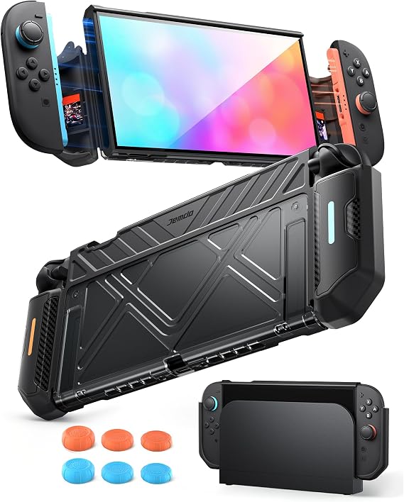 Jemdo Dockable Protective Case for Switch 2 with 180 Foldable Grip