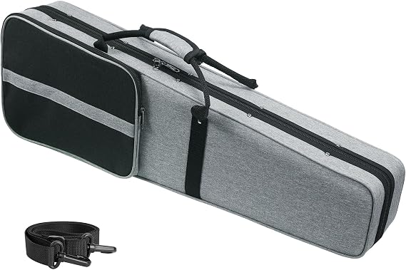 4/4 Full Size Violin Case, Triangular Lightweight Portable Travel Carrying Bag with Shoulder Straps, Plush Lining, Reinforced Frame, Nylon Waterproof, Ideal for Students & Players, Grey