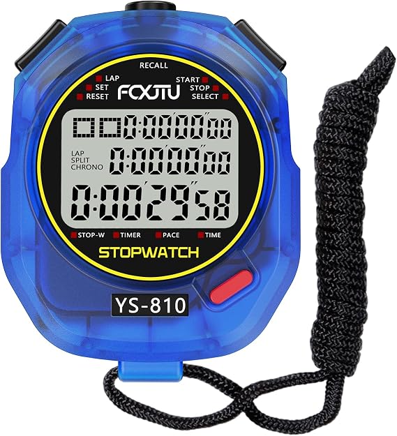 Sports Stopwatch Timer, 10Lap /Split Memory Digital Stop Watch Blue