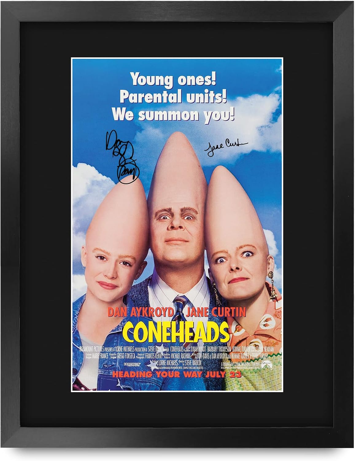HWC Trading Framed 11 x 14 Print - Coneheads Movie Poster Dan Aykroyd Gifts Mounted Printed Poster Signed Autograph Picture for Movie Memorabilia Fans