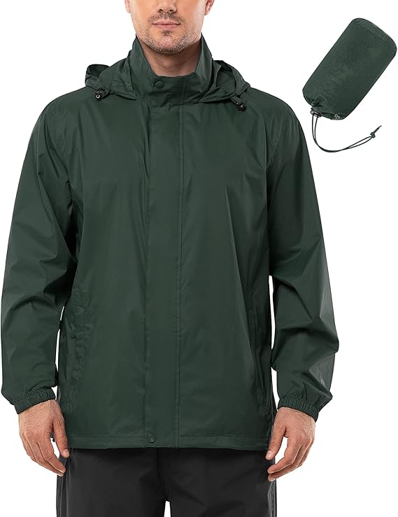 Outdoor Ventures Men's Waterproof Jackets Lightweight Windproof Raincoat