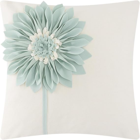 JWH Decorative Flower Throw Pillow Cover, Apple Green, 18x18 Inches