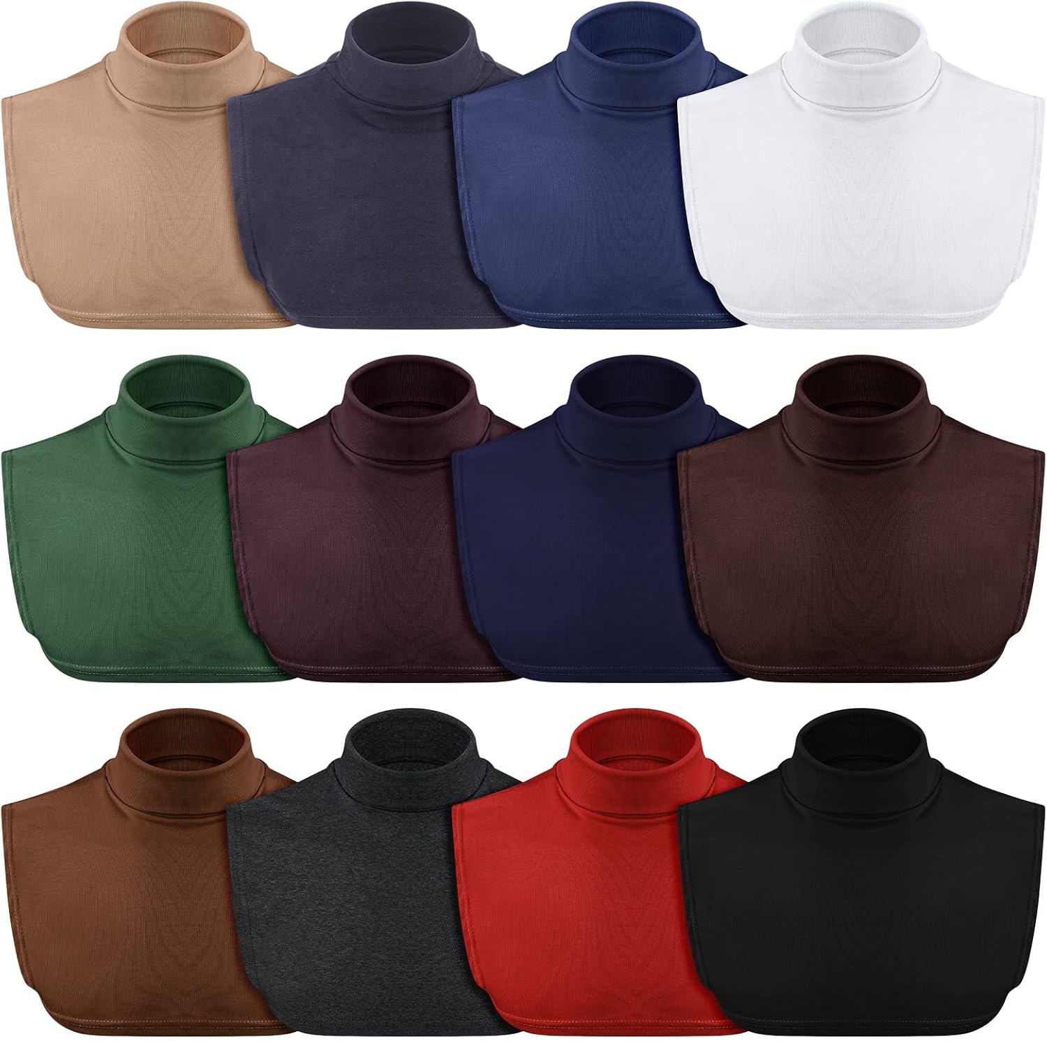12 Pcs Fake Turtleneck Dickey Detachable Collars Set Mock Turtleneck Half Top Mock Blouse Collar Cotton Collar for Women Men Stylish Colors