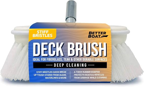 Stiff Boat Deck Brush, Heavy-Duty Marine Brush Head, 8" Firm Bristle