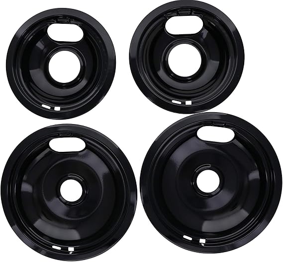 Kitchen Basics 101 Made in the USA, Porcelain Drip Pan Set Replacement for Whirlpool Amana Maytag W10288051 : 2 ea 6 93169204b and 8" 93169205b, AP4507828,1874987, 4396070, 4396072, AH2377787