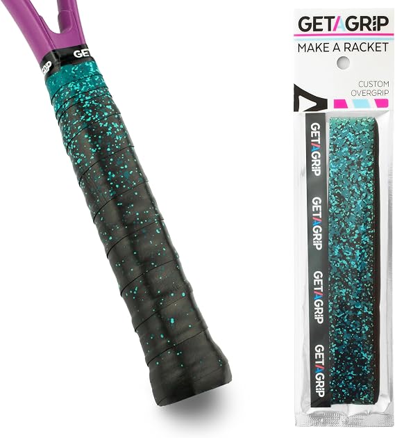 GET A GRIP - Custom Tennis Racket Grip Tape - Anti-Slip/Quick-Drying Tennis Overgrips - Precut Badminton Racket Grip with Finishing Tape - Squash Racket Grip Tapes