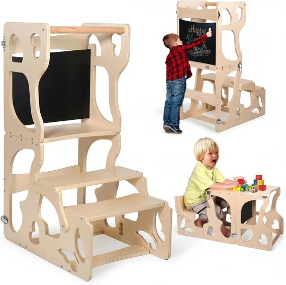 Toddler Tower, Kitchen Stool Helper for Toddlers, Learning Wooden Tower