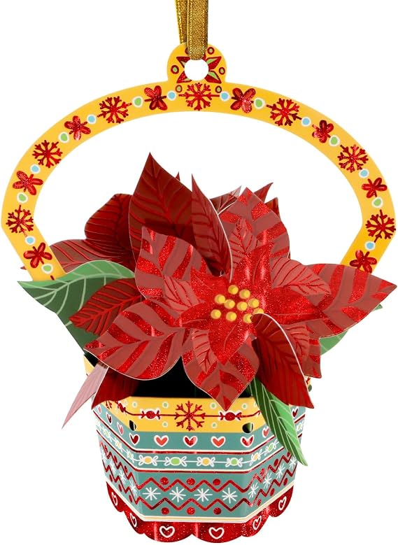 Santoro Baubles - 3Dペーパーポップアップクリスマスハンギングオーナメントポインセチア