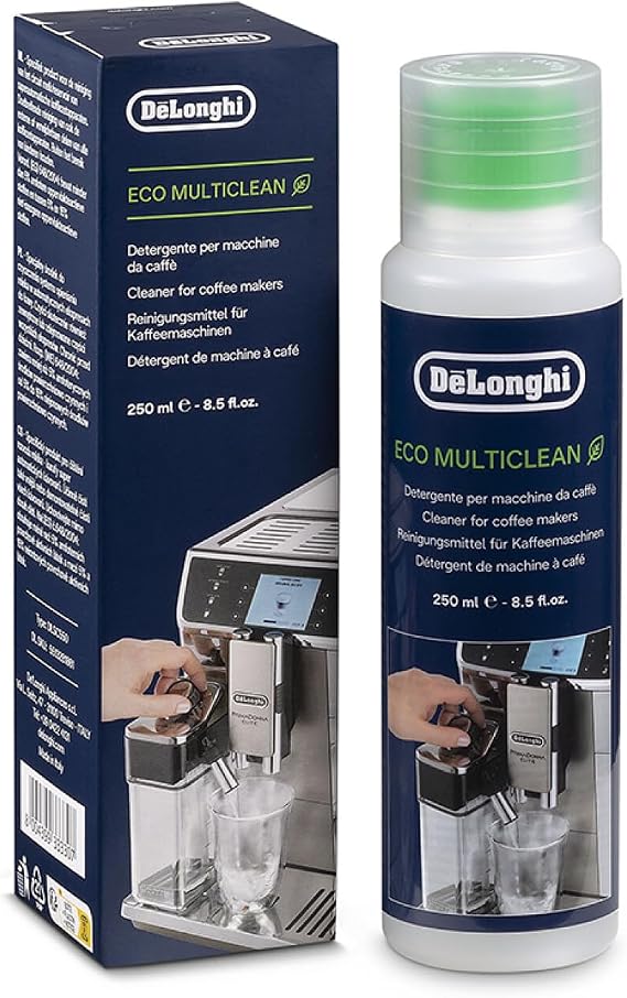 De'Longhi Original Eco MultiClean DLSC550 cleaning agent for fully automatic coffee machines to clean the milk system, also effective for external surfaces and all removable parts of the coffee machine, 250 ml