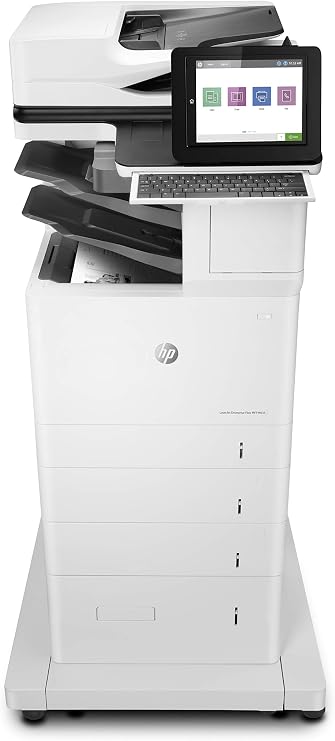 HP LaserJet Enterprise Flow MFP M635z Monochrome All-in-One Printer with Built-in Ethernet, 2-Sided Printing, high-Capacity Input Feeder, Wheeled Stand & 3-bin Stapler/Stacker (7PS99A)