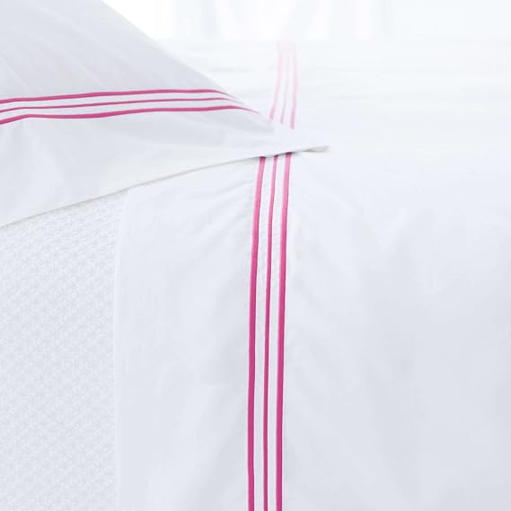 Pine Cone Hill Trio Fuchsia Solid Percale Cotton Flat Sheet, Full/Queen