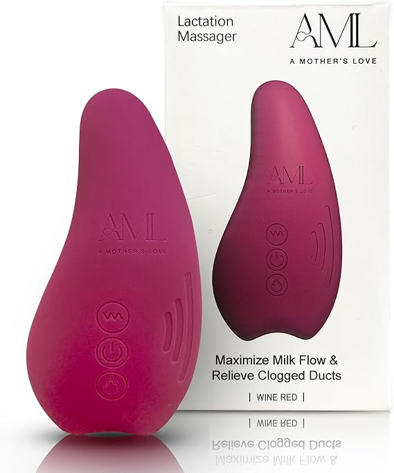 A Mother's Love AML Lactation Massager for Milk Flow Enhancement, Relieve Clogged Ducts, Engorgement Relief (Wine Red1Pck)