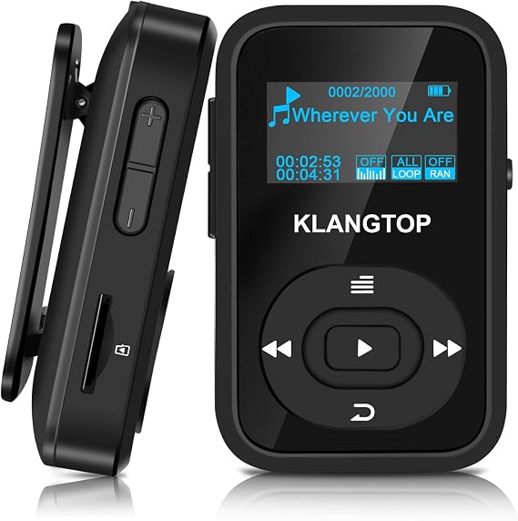 KLANGTOP Bluetooth MP3 Player 8GB Digital Clip Music Player with FM Radio Voice Record Function Special Design for Sport and Music Lovers