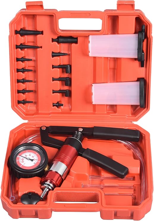 DHA 2 in 1 Brake Bleeder Kit Hand Held Vacuum Pump Pressure Tester Tool, One Man Vacuum and Pressure Pump Tester Brake Fluid Bleeding Kit for Car Motorcycle