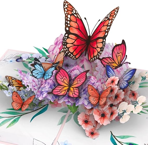 papercrush Pop Up Card Butterflies on Flowers 3D Birthday Card