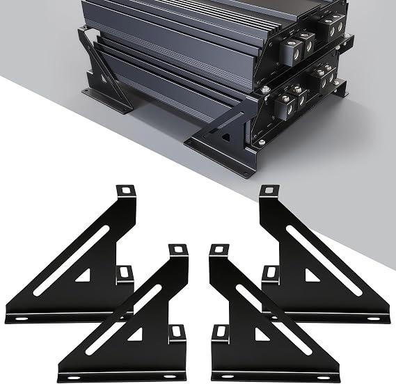 2 Amp Amplifier Rack, Steel Audio Stand for Car/Studio Equipment, Black