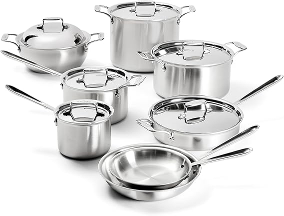 All-Clad D5 Stainless Steel 14-Piece Cooking Set, Made in the USA