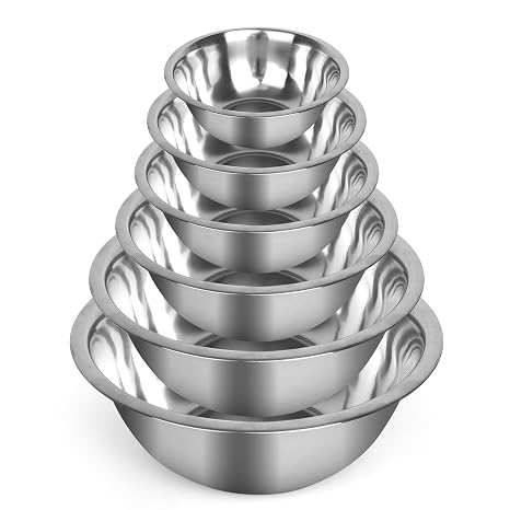 Culigrade Stainless Steel Mixing Bowls Set 6-Piece Nesting Metal Mixing Bowls (0.758 Qt) Durable, Rust-Resistant, Easy to Clean for Baking, Cooking, Meal Prep & Serving
