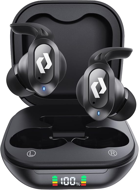 Wireless Ear buds Bluetooth Earbuds Stereo Bass Built in Mic Headphones LED