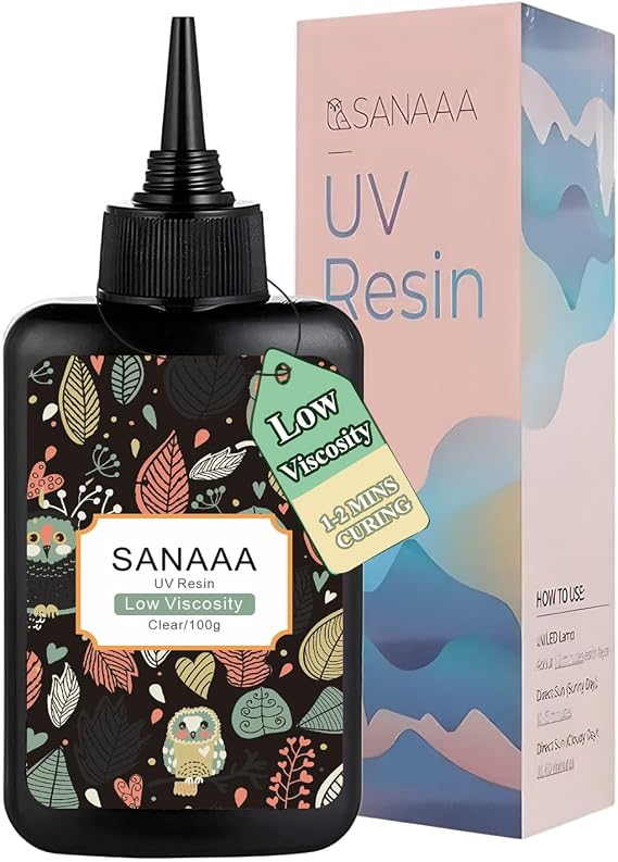 SANAAA UV Resin 100 g Low Viscosity Transparent UV Resin Hard Crystal Clear UV Solar Curing Resin for Jewellery Making Earrings Craft Decoration Coating and Repair
