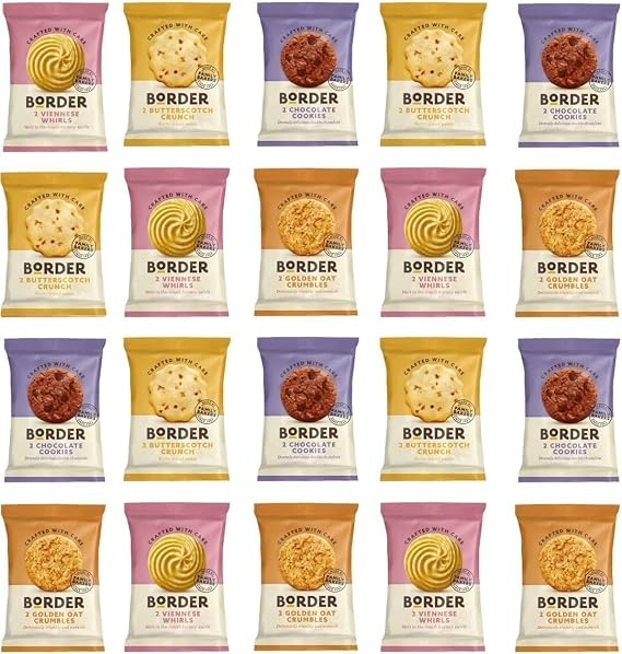 20 x Borders Biscuits Mini Mixed Flavour Cookies Assortment - Contains 4 Flavours