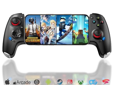 Megadream Gaming Controller für iPhone/Android/Switch/PC Bluetooth Controller Streaming für PS4/PS5/Xbox mit Halll-Effekt-Joysticks & Trigger Cloud-Gaming Turbo Makro Dual-Vibration (Schwarz) Streaming für PS4/PS5/Xbox mit Halll-Effekt-Joysticks & Trigger Cloud-Gaming Turbo Makro Dual-Vibration Schwarz