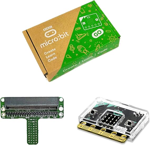 SB Components BBC Micro:bit v2 Go Pocket-sized Codeable Computer Kit with Micro:bit v2, Breadboard Adapter and Clear Case