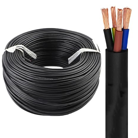 30Ft 0.75 Mm2 RVV Copper Cores PVC Insulated PVC Sheathed Extension Cable Wire with Ground 3 Core Blackwire RVV 0.75mm2 Flexible Alarm Wire Power Engineering(100FT,4C-1mm2)