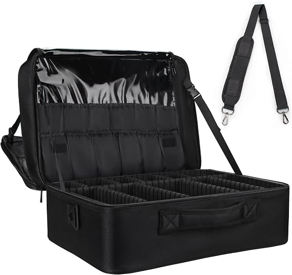 17.7" Makeup Box, Relavel Professional Makeup Case Large Makeup Organiser Luggage Vanity Case with Adjustable Dividers Cosmetic Storage Box for Women, Makeup Artist Must Haves