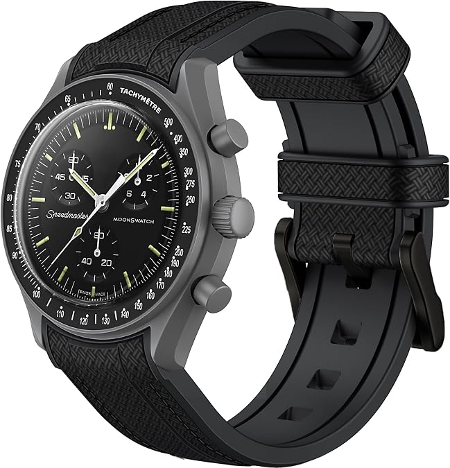 Strap for Omega x Swatch MoonSwatch Watch 20mm,No Gap Soft Silicone Omega X Swatch Moonswatch Speedmaster Replacement Strap,Curved Moonswatch Swatch strap for Men Women