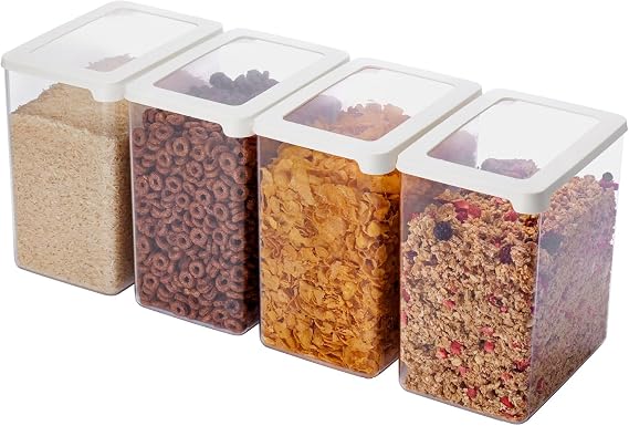 SmartStore Storage Jars 3.5 L - Set of 4 - Plastic Storage Box with Lid BPA-Free Dishwasher Safe - Stackable Kitchen Organiser - 12.5 x 18 x 20 cm