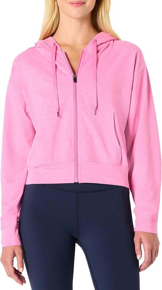 Amazon Essentials Women's Athletic Soft Performance Lightweight Cropped Zip Up Workout Hoodie
