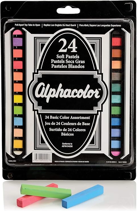 Derwent Alphacolor Soft Square Pastels, Multi-Colored, 24 Pastels per Set (102004)
